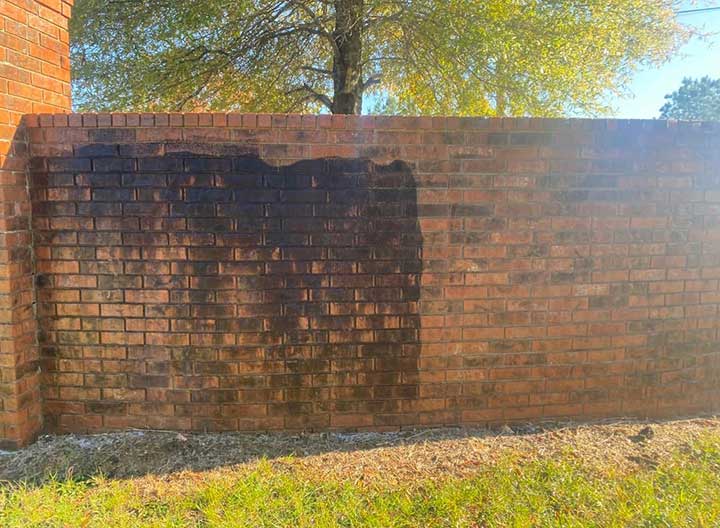 Pressure Washing Brick Wall